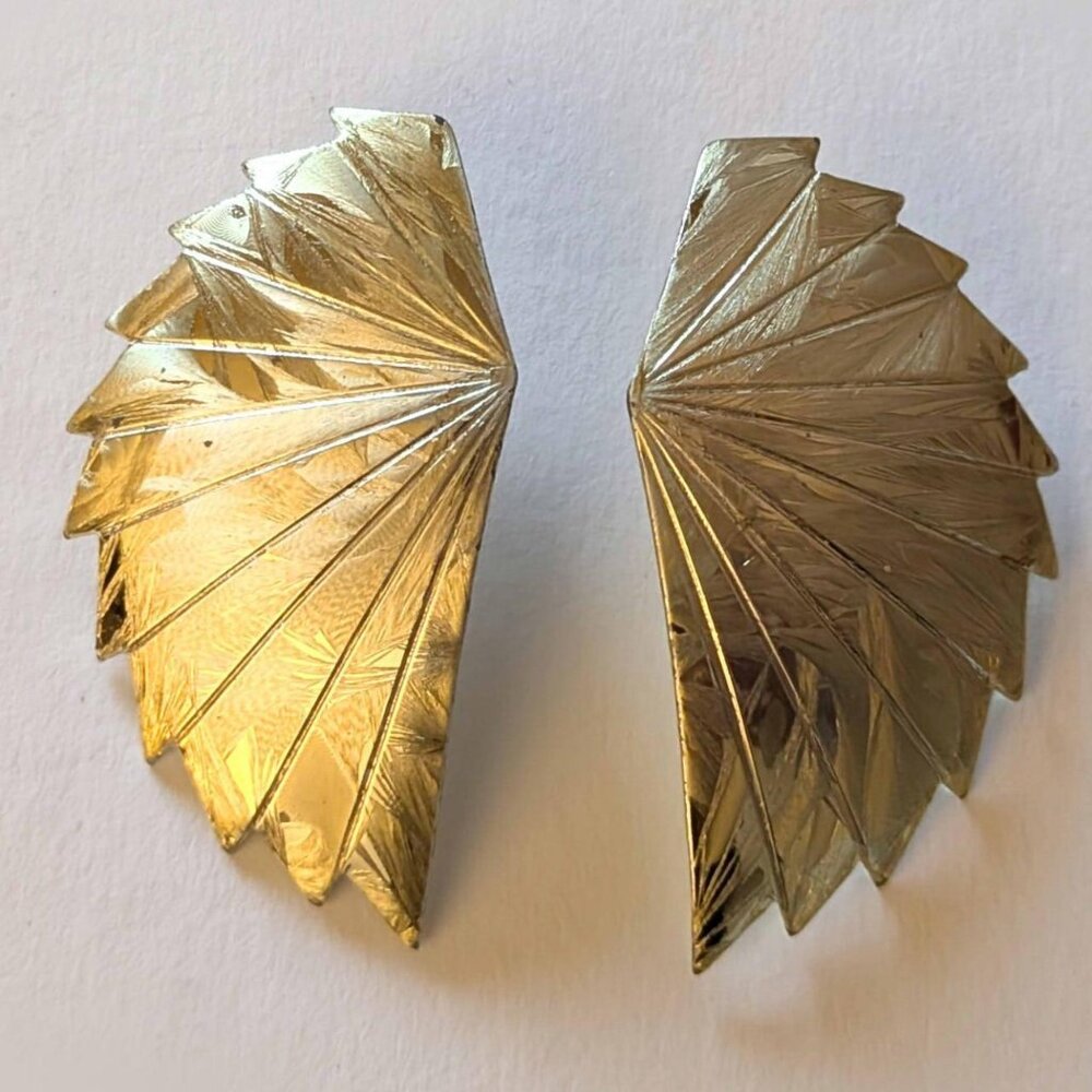 vintage gold-toned art deco earrings - 70s/80s